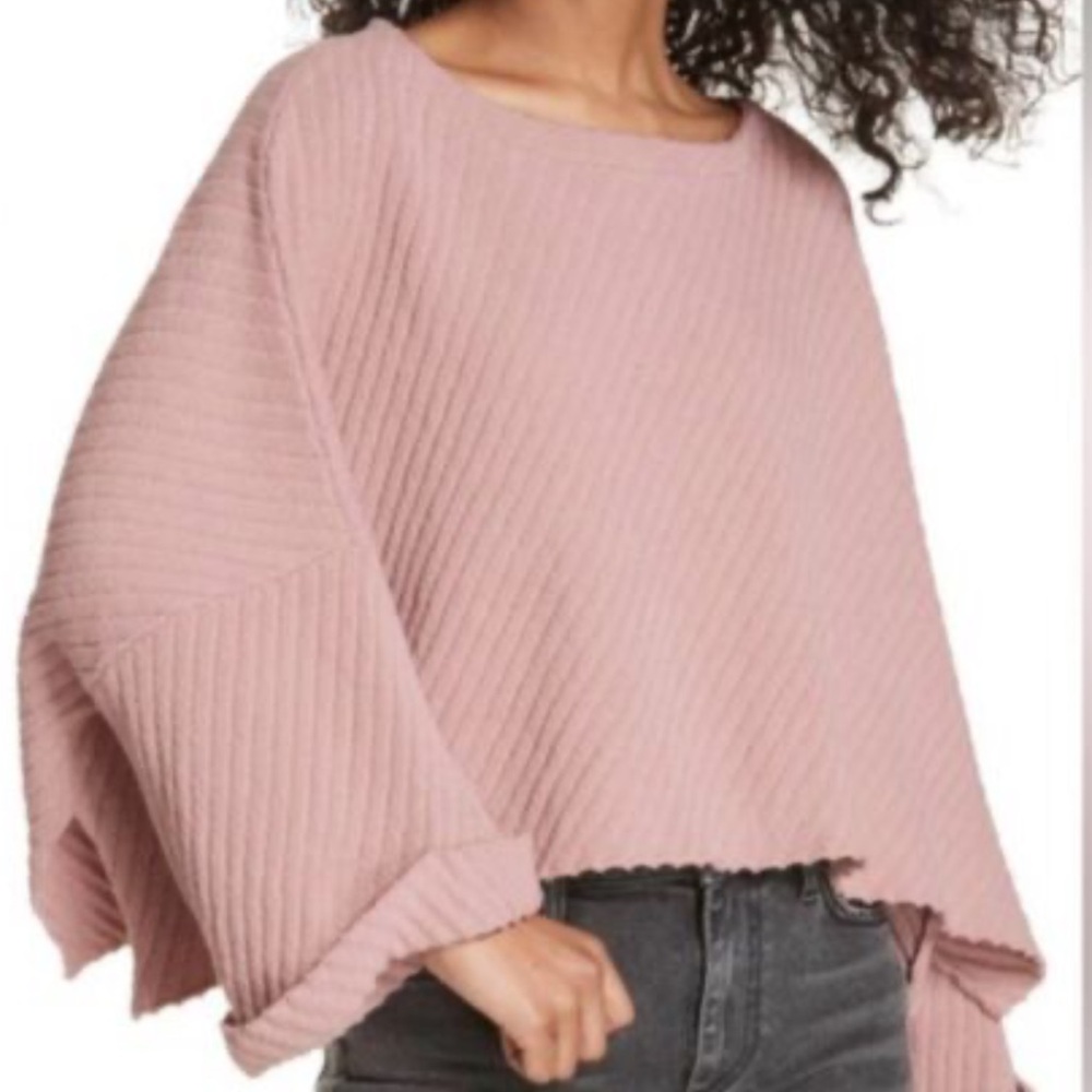*Free People* Pink Ribbed Knit Sweater